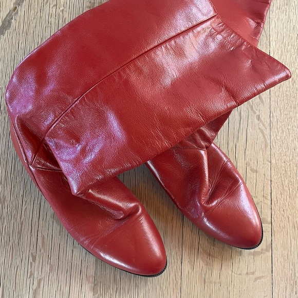 Vintage Red Leather Boots - Picture 5 of 6